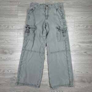 American Eagle Women's Cargo Pants High‎ Rise Baggy Wide Leg Green Sz 0 Regular